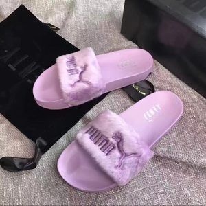 SOLD! SOLD! Fenty Fur Slides by Rihanna Orchid Blm